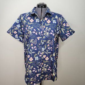 Coldwater Creek, Navy Blue, Garden Floral, Button-up Top.